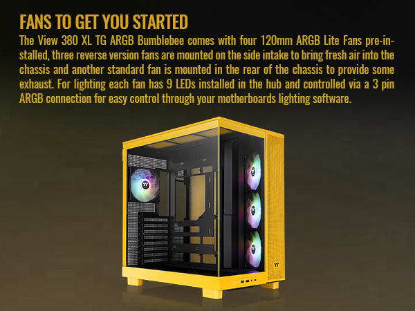 Thermaltake View 380 XL TG ARGB; 4x120mm ARGB Lite Fans Included